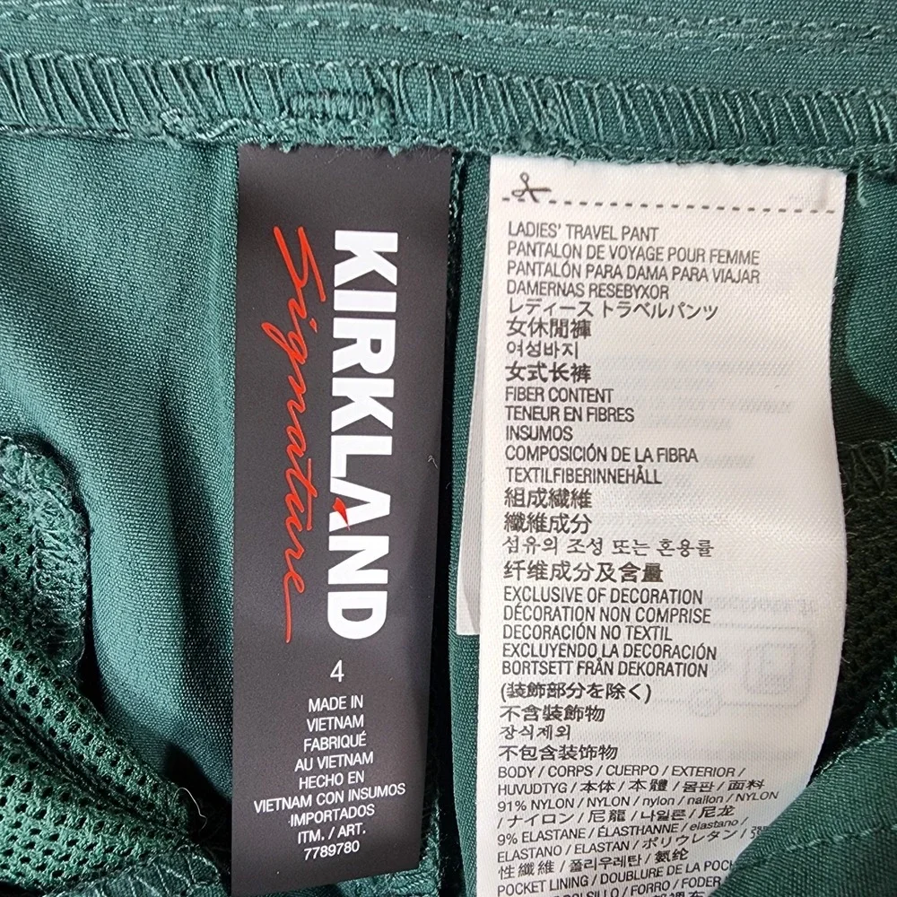 Kirkland Signature Ladies' Travel Pants Stretch Crop Womens‎ 4 Green 30x26 EUC